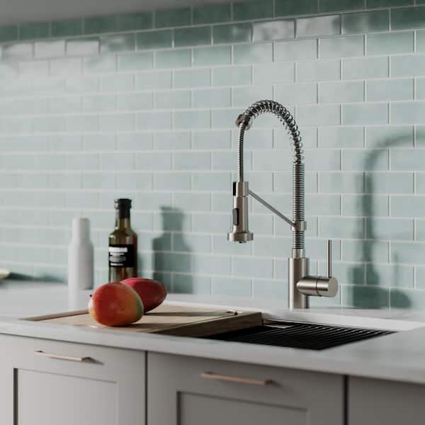 Spot Free 18-Inch Kitchen Faucet with Dual Function Pull-Down Sprayhead in all-Brite Stainless Steel/Chrome Finish