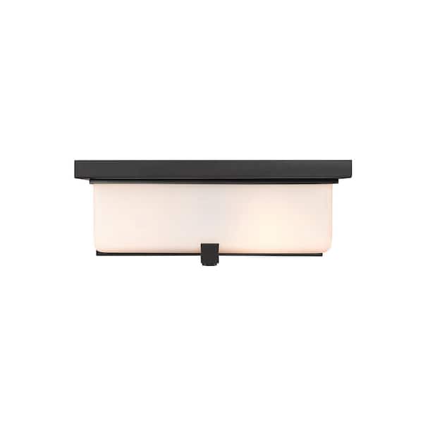 Sana 4-Light Black Outdoor Flush Mount with White Opal Glass Shade