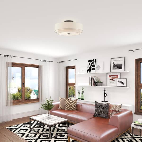 Meridian 6 Light English Bronze Semi Flush Mount