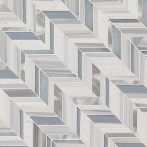 Harlow Chevron 11.55 in. x 12.48 in. Mixed Multi-Surface Mesh-Mounted Mosaic Tile (10 sq. ft./Case)