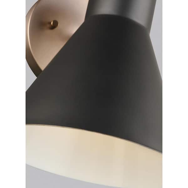 Towner 1-Light Black Shade with Satin Brass Accents Sconce