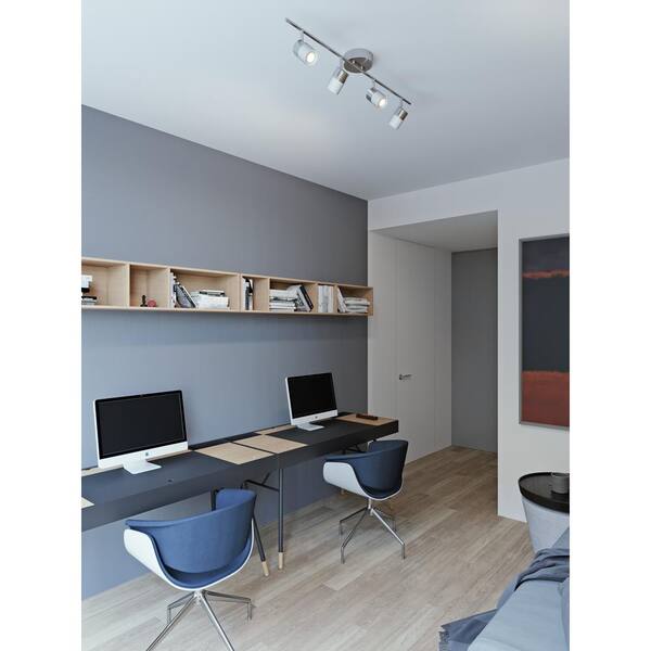 Gramercy 36.5 in. 27-Watt Satin Nickel, White Integrated LED Flush Mount