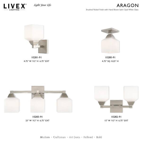 Aragon 1 Light Brushed Nickel Wall Sconce