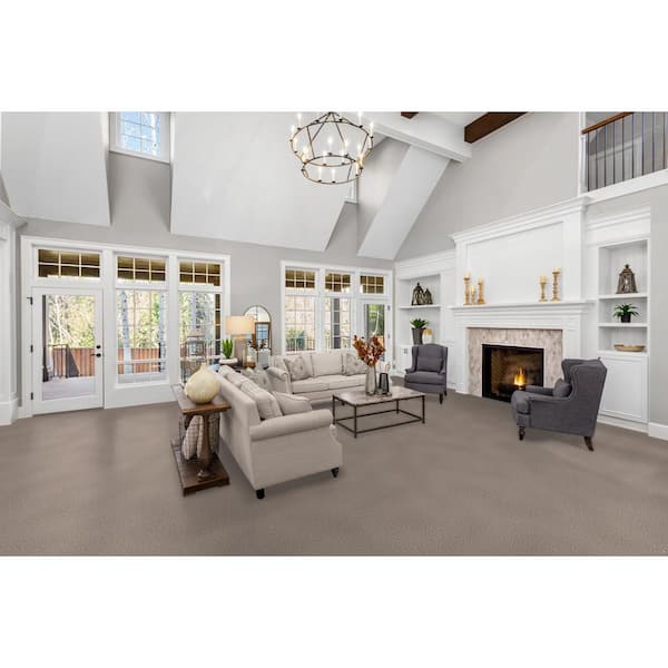 Matchless - Elk - Gray 24 oz. SD Polyester Texture Installed Carpet