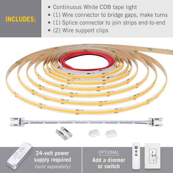 RibbonFlex Pro 24-Volt White COB LED Strip Light Tape 4000K 32 ft. (10m)