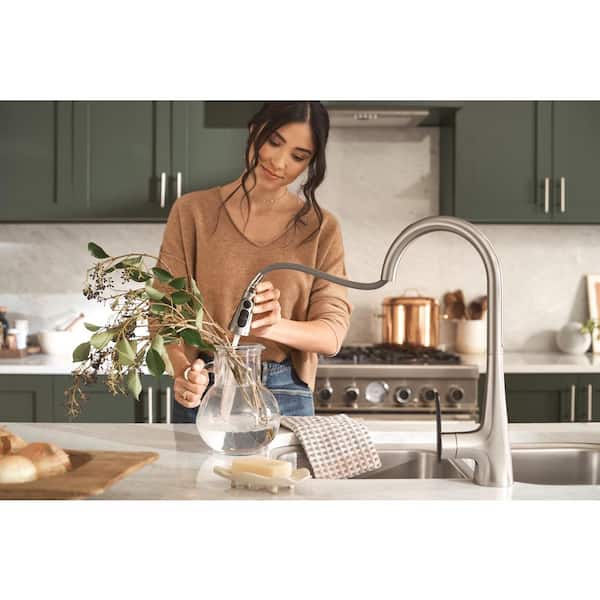 Sinema Single-Handle Smart Touchless Pull Down Sprayer Kitchen Faucet with Voice Control and Power Boost in Stainless