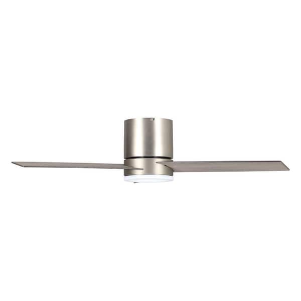 Darosa 48 in. LED Nickel 3-Blade Flush Mount Ceiling Fan with Remote Control and Light