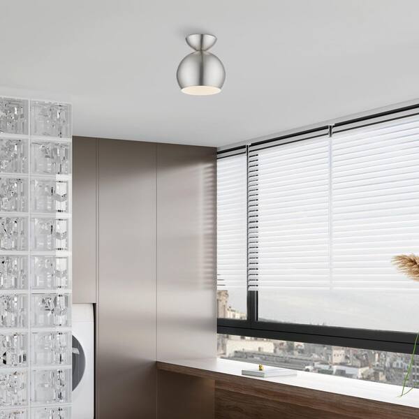 Stockton 8 in. 1-Light Brushed Nickel Semi-Flush Mount