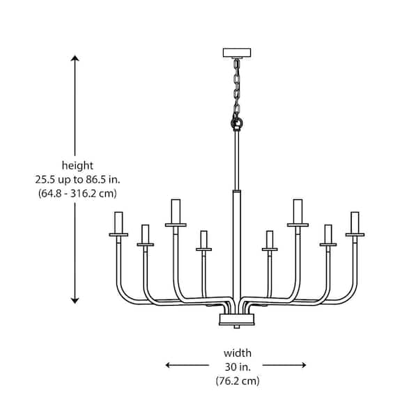 8-Light Black Candle Chandelier Light Fixture
