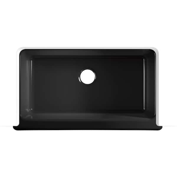 Elmbrook Cast Iron 33 in. Single Bowl Farmhouse Apron Front Kitchen Sink in Black