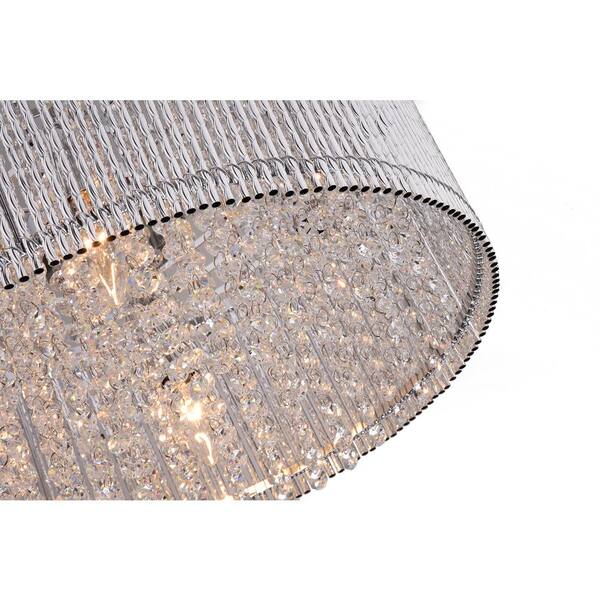 Pamina 4-Light Chrome Glam Chandelier with Drum Shade and Hanging Crystals