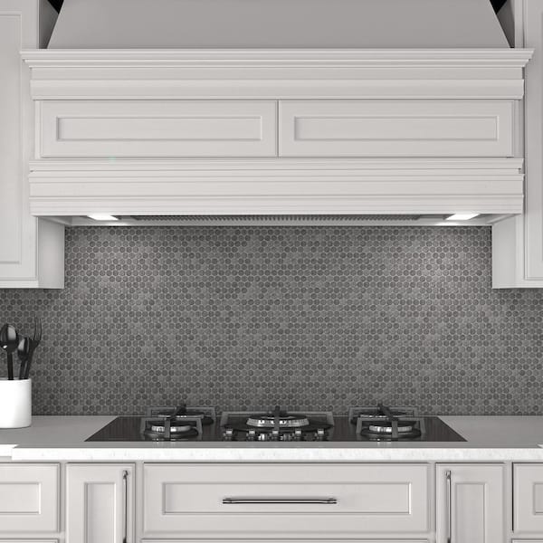 Cascade Ridge Slate 11 in. x 13 in. Glazed Ceramic Penny Round Mosaic Tile (10.6 sq. ft./Case)