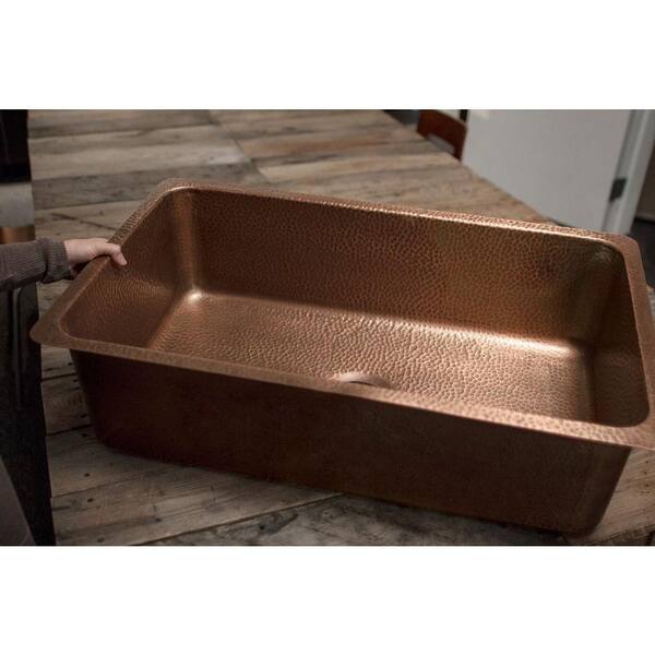 Rivera 31 in. Undermount Single Bowl 16 Gauge Antique Copper Kitchen Sink