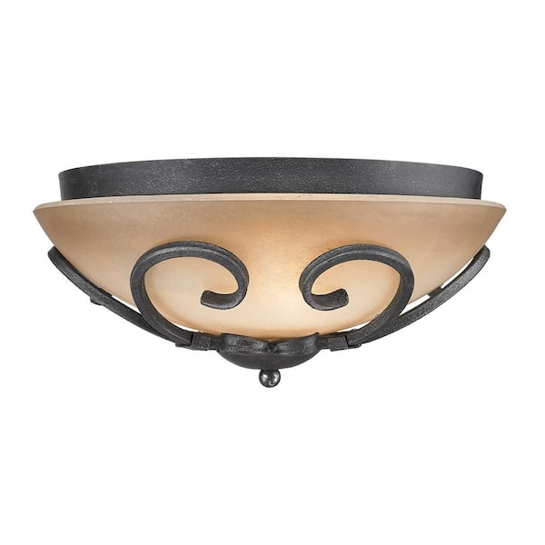 Madera Collection 3-Light Black Iron Flush Mount