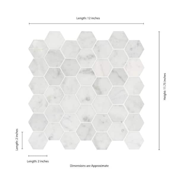 Carrara White Hexagon 12 in. x 12 in. x 8mm Honed Marble Mesh Mounted Mosaic Tile (9.8 sq. ft./ case)