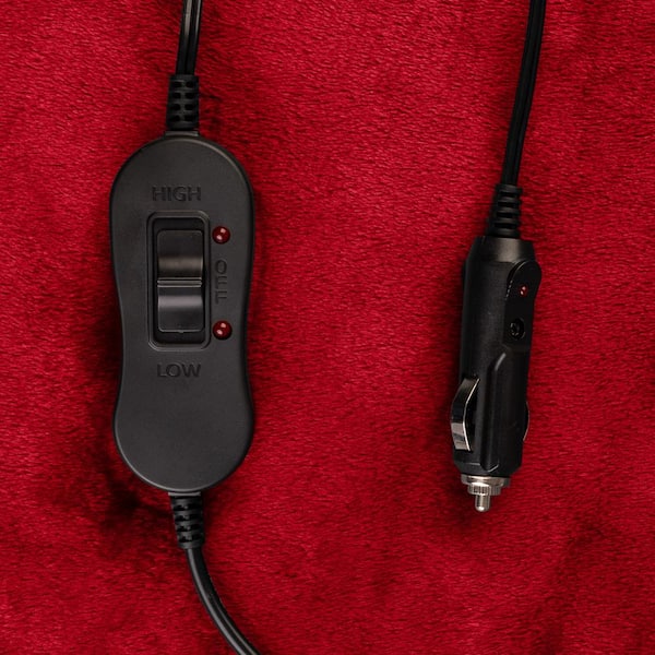 Heated Blanket - Portable 12-Volt Electric Travel Blanket for Car, Truck, or RV (Red)