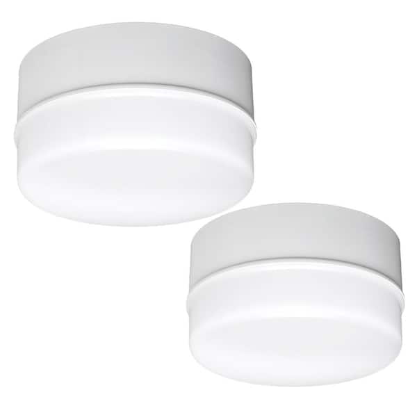 Spin Light 5 in. White LED Flush Mount Ceiling Light 600 Lumens 4000K Bright White Closet Basement Utility (2 Pack)
