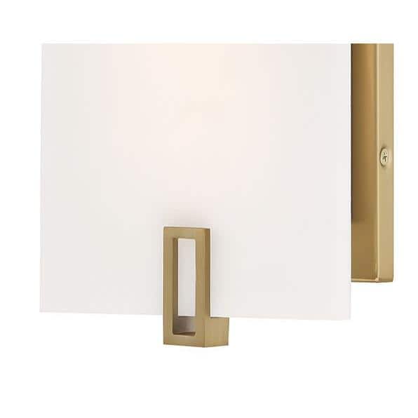 Aizen 1-Light Brass Soft 20-Watt LED Wall Sconce with White Faux Alabaster Shade