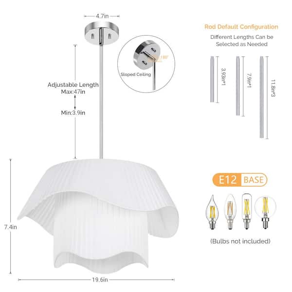 3-Light Brushed Nickel Shaded Pendant Light with Drum Shade