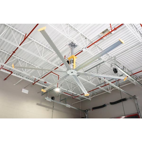 Shop Fan - Ceiling Fan, 14 ft. Diameter, Yellow/Silver Aluminum, Variable Speed