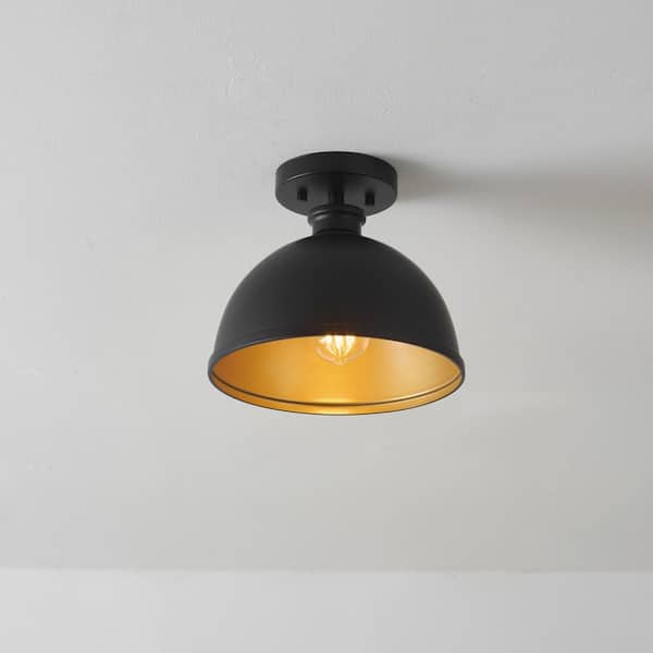 Tallulah 10 in. 1-Light Matte Black Semi-Flush Mount