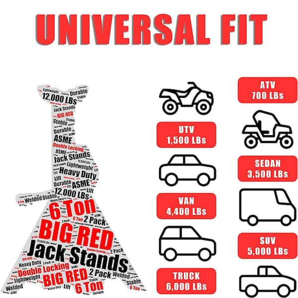 6-Ton Double-Locking Jack Stands (2-Pack)