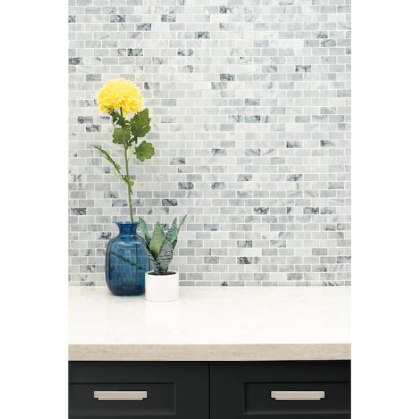 Carrara Classique Brick 11.81 in. x 11.81 in. Honed Marble Wall Tile (0.97 sq. ft./Each)