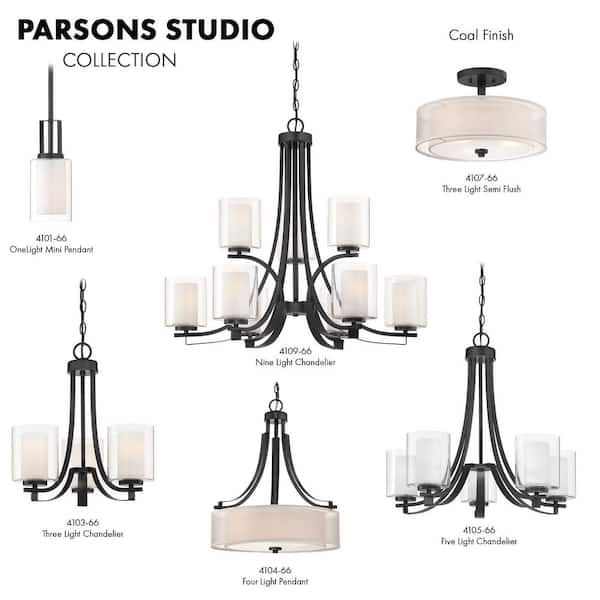 Parsons Studio 3-Light Sand Black Candle Style Chandelier with Clear and Etched White Glass Shades