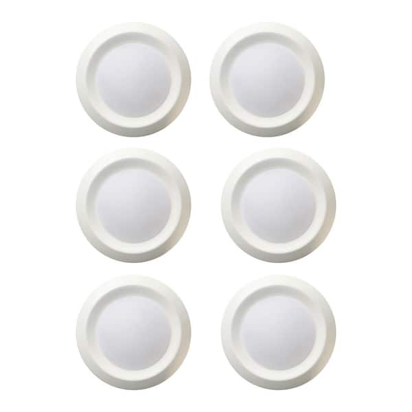 7.5 in. White Integrated LED Miniature Disk Flush Mount Ceiling Light Fixture (6-Pack)