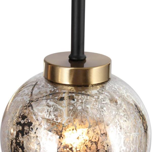 21 in. 4-Light Brass Island Pendant Light, Modern Farmhouse Black Sputnik Dining Room Chandelier with Mercury Glass