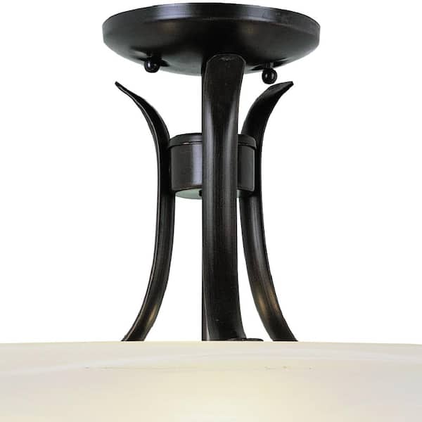 Aspen 15 in. 3-Light Oil Rubbed Bronze Semi-Flush Mount Ceiling Light Fixture with Marbleized Glass Shade