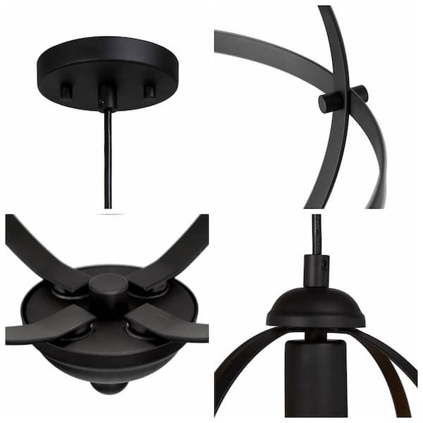 Black Pendant Light Modern Globe 1-Light 9.5 in. Cage Geometric Kitchen Island Foyer Pendant Chandelier