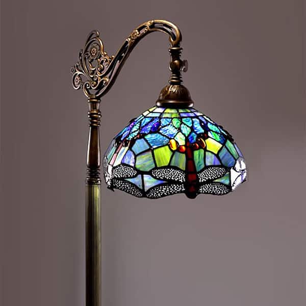 62 in. Dragonfly 1 Light Reading Multicolored Floor Lamp