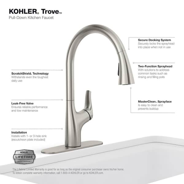 Trove Single-Handle Pull Down Sprayer Kitchen Faucet in Vibrant Stainless