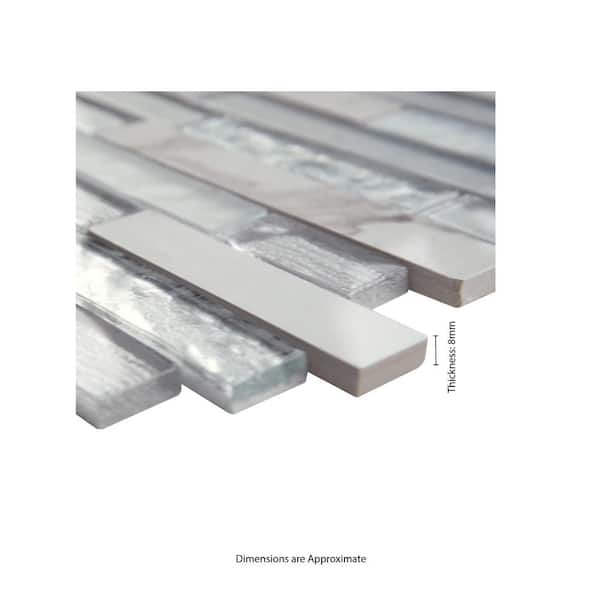 Whistler Ice Interlocking 12 in. x 12 in. Textured Glass Mesh-Mounted Mosaic Tile (0.97 sq. ft./Each)