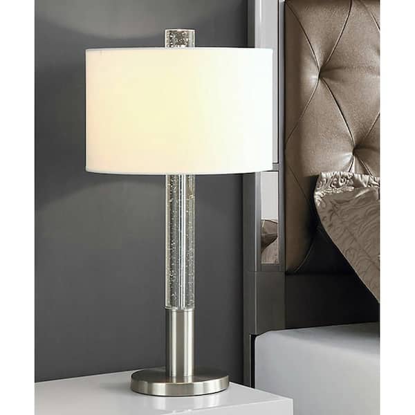 Fusion 30 in. H Brushed Nickel Furnish Bubble Crystal Table Lamp