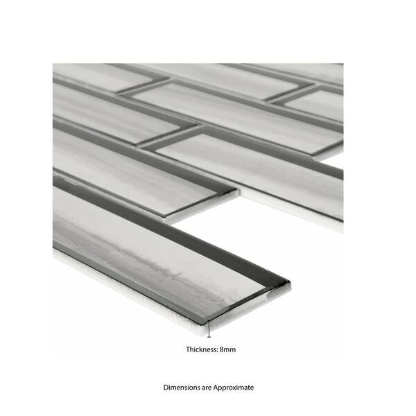 Ombre Grigia 12 in. x 12 in. Glossy Glass Mosaic Tile (1 sq. ft. / each)