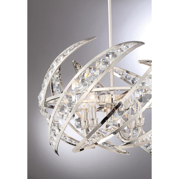 Crescent 4-Light Polished Nickel Pendant