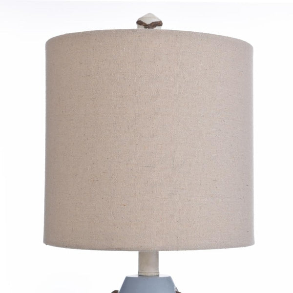 24.5 in. Blue Stripe Table Lamp with White Hardback Fabric Shade