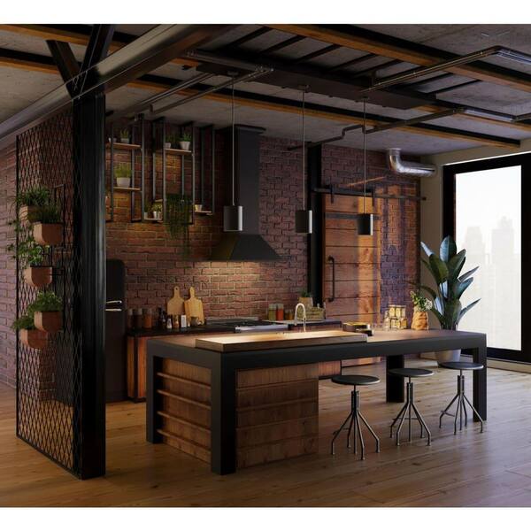 Cylinder Collection 5 in. 1-Light Black LED Modern Outdoor Pendant Hanging Light