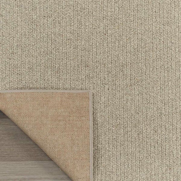 Hampton Rib - Cobblestone - Beige 13.2 ft. 32 oz. Wool Loop Installed Carpet