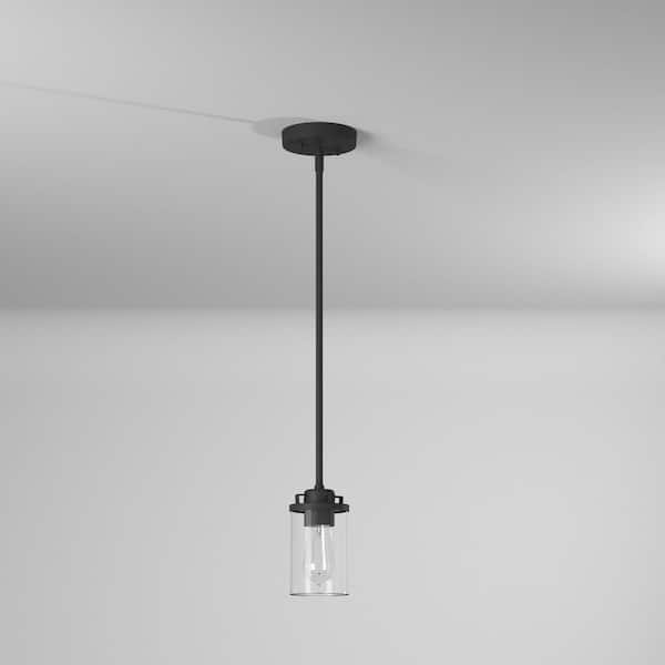 Jedrek 60-Watt 1-Light Black Mini-Pendant with Clear Glass Shade