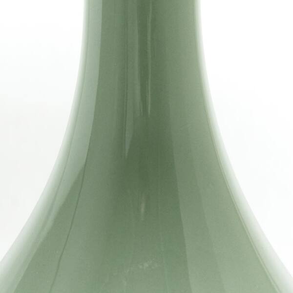 26.25 in. Sage Green Classix Modern Ceramic Droplet Table Lamp with White Fabric Shade