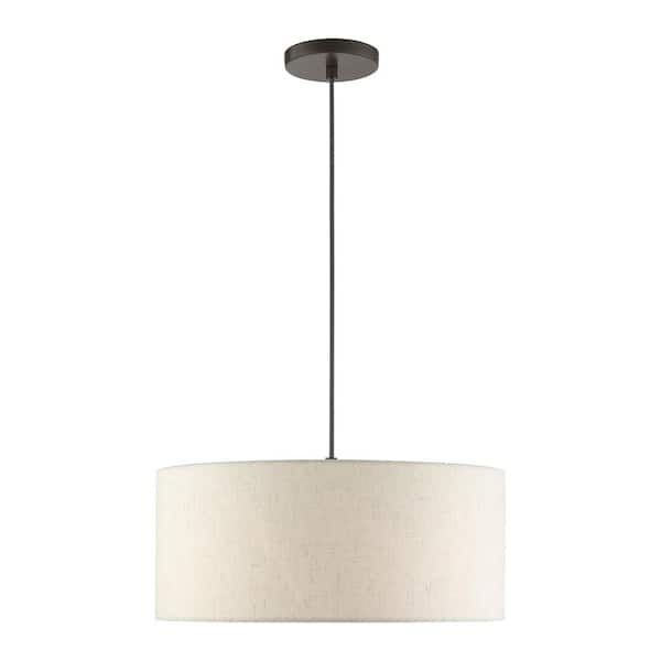 Whitney 3 Light English Bronze Drum Pendant