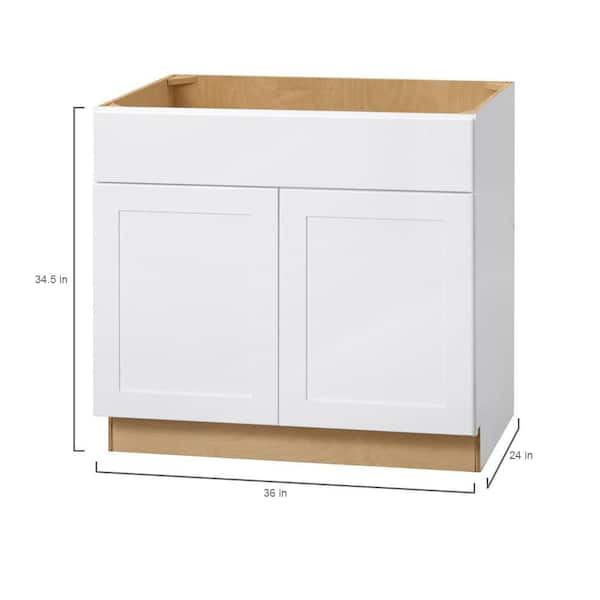 Avondale 36 in. W x 24 in. D x 34.5 in. H Ready to Assemble Plywood Shaker Sink Base Kitchen Cabinet in Alpine White