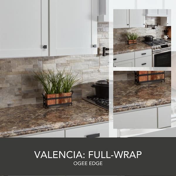 Wilsonart 8 ft. Left Miter Laminate Countertop Kit Included in Winter Carnival Granite with Full Wrap Ogee Edge