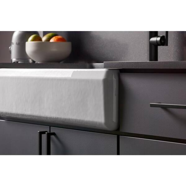 Riverby White Cast Iron 35.6875 in. Single Bowl Farmhouse Apron Kitchen Sink