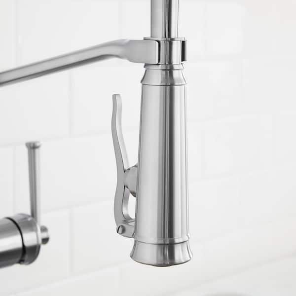 Linscott Single-Handle Coil Springneck Pull-Down Sprayer Kitchen Faucet in Stainless Steel