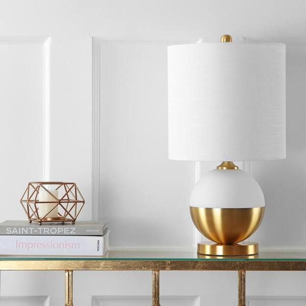 Carr 23.5 in. H White/Brass Ceramic/Metal Table Lamp