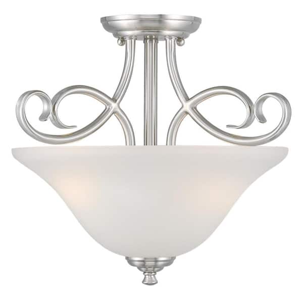 Dunmore 15 in. 2-Light Brushed Nickel Semi-Flush Mount